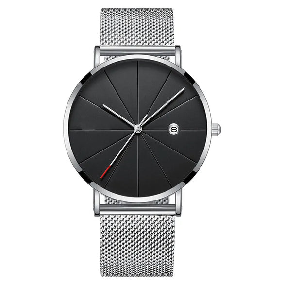Simple Calendar Ultra-Thin Men'S Mesh Stainless Steel Strap Watch