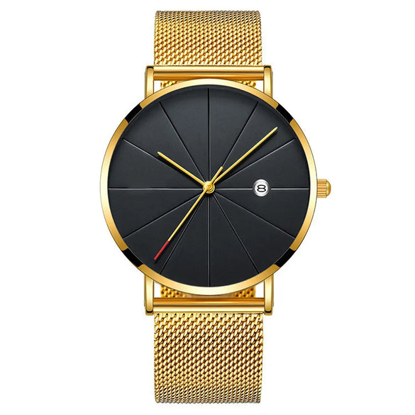 Simple Calendar Ultra-Thin Men'S Mesh Stainless Steel Strap Watch