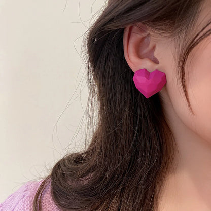 Simple Candy Color Heart-shaped Stud Earrings