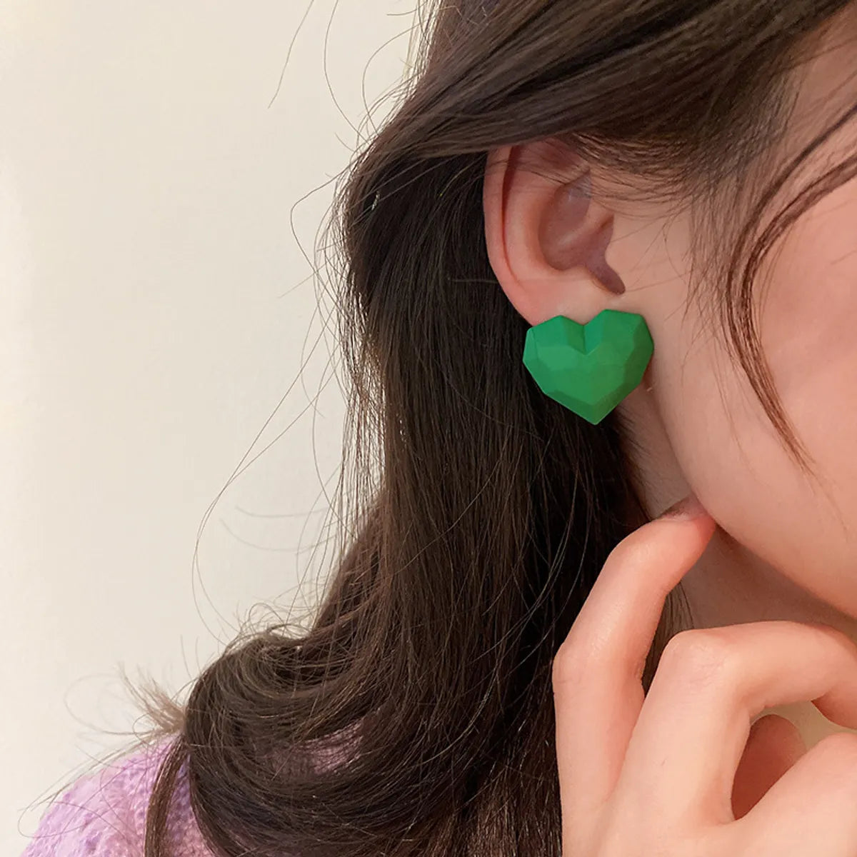 Simple Candy Color Heart-shaped Stud Earrings