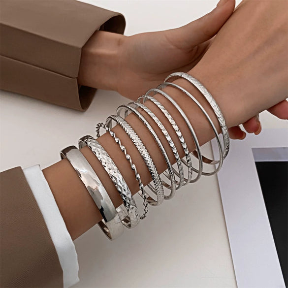 Simple Chain Bracelet Fashion Mix And Match Hollow Jewelry Stacked Wind Crystal Alloy Electroplating Letters Numbers Text Unisex