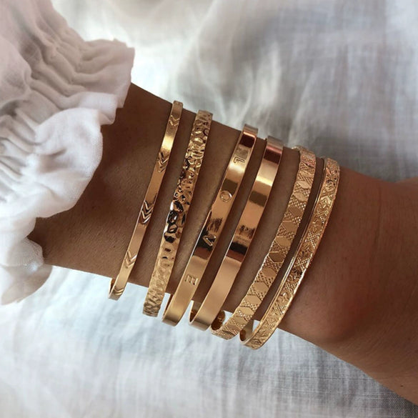 Simple Chain Bracelet Fashion Mix And Match Hollow Jewelry Stacked Wind Crystal Alloy Electroplating Letters Numbers Text Unisex