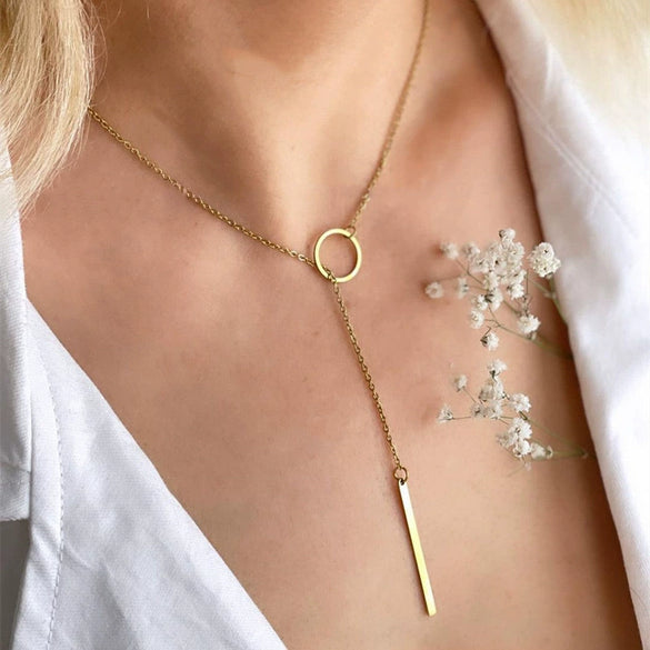 Simple Chain Metal Ring Short Necklace Simple Neck Chain Clavicle Chain Jewelry Wholesale Women