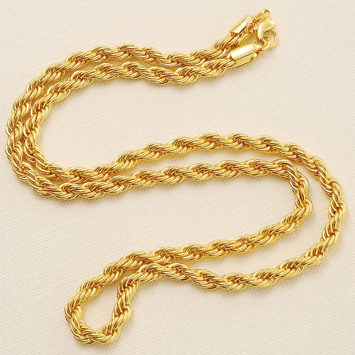 Simple Chain Twist Golden Long Alloy Necklace