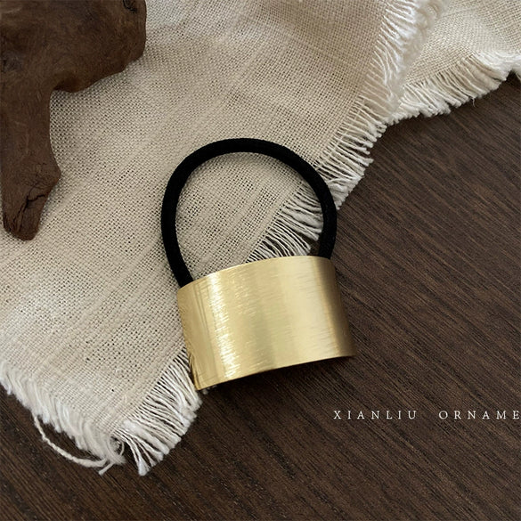 Simple Chic Geometric Brushed Alloy Hair Tie Handmade Metal Elastic Hair Band Hair Accessory For Women