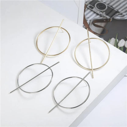 Simple Circle Hollow Long Earrings Nhpf141071