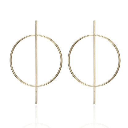 Simple Circle Hollow Long Earrings Nhpf141071