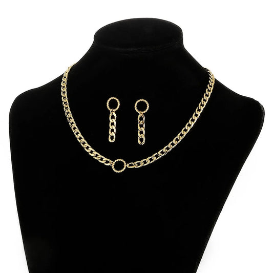 Simple Circle Thick Chain Titanium Earrings Necklace Chain Set Wholesale Gooddiy