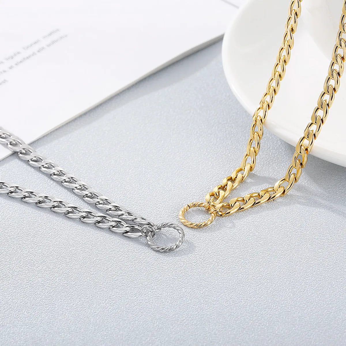 Simple Circle Thick Chain Titanium Earrings Necklace Chain Set Wholesale Gooddiy