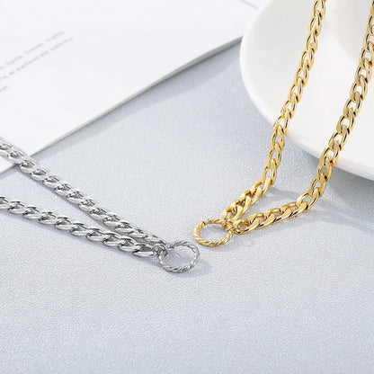 Simple Circle Thick Chain Titanium Earrings Necklace Chain Set Wholesale Gooddiy