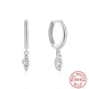 Simple Classic Hoop Earrings For Women Geometric Octagonal Star Lightning Shape Silver Electroplated
