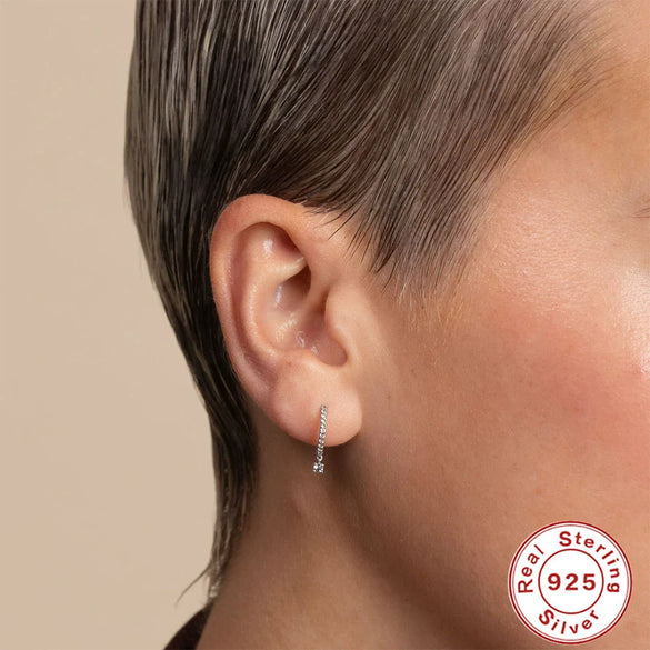 Simple Classic Hoop Earrings For Women Geometric Octagonal Star Lightning Shape Silver Electroplated