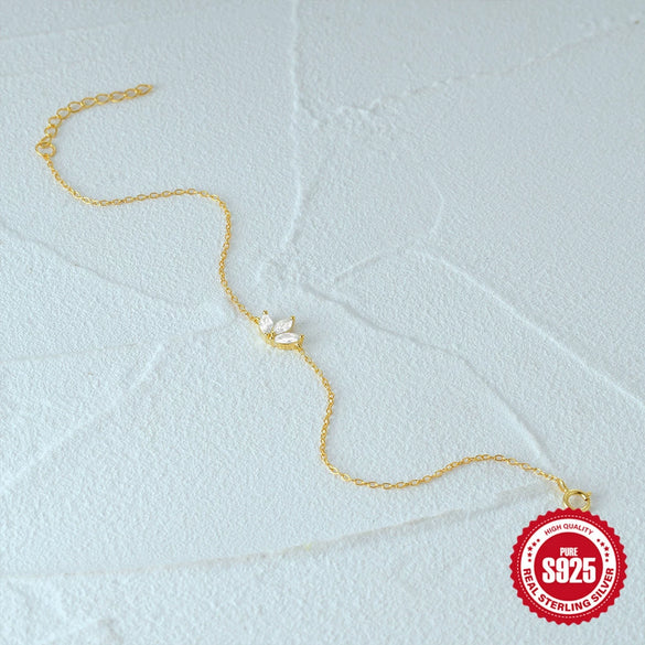 Simple Classic Women's S925 Sterling Silver Bracelet With Horse Eye Zircon Inlaid And Electroplating Geometric Design