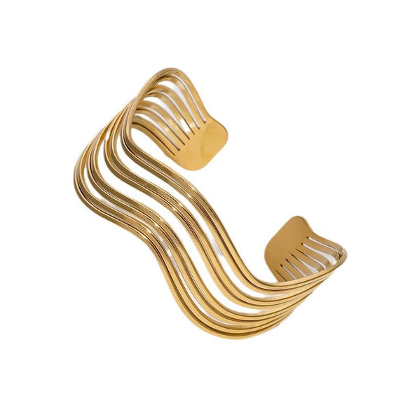 Simple Cold Style Geometric Lines Minimalist High End Light Luxury Stainless Steel Electroplated Bracelet For Women