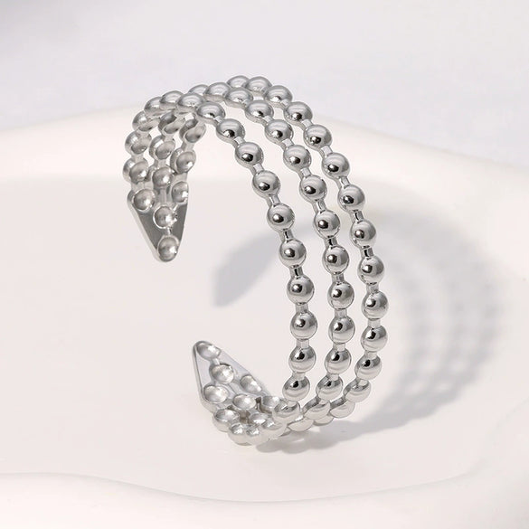 Simple Cold Style Geometric Love Flower French Gold Plated Stainless Steel Bracelet For Women