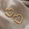 Simple Cold Style Niche Design Peach Heart Pearl Earrings With 925 Silver Needle