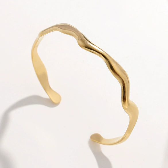 Simple Cold Style Niche Design Wavy Stainless Steel Electroplated Women's Bracelet