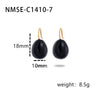 Simple Color Oil Dripping Bean Titanium Steel Electroplated Earrings Fashionable Light Luxury Nonfading