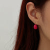 Simple Color Oil Dripping Bean Titanium Steel Electroplated Earrings Fashionable Light Luxury Nonfading