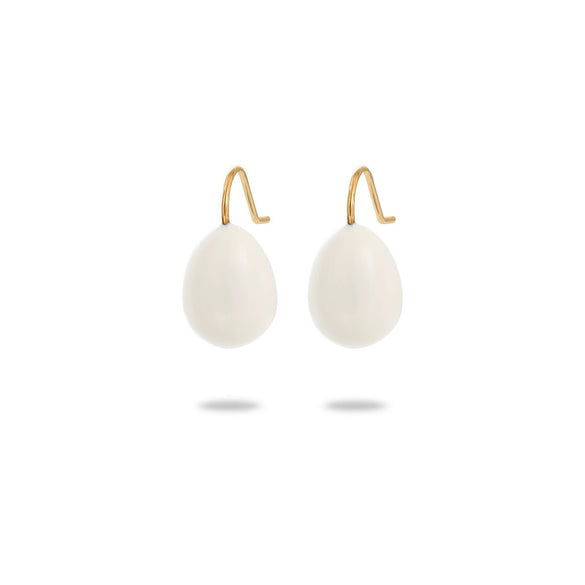 Simple Color Oil Dripping Bean Titanium Steel Electroplated Earrings Fashionable Light Luxury Nonfading