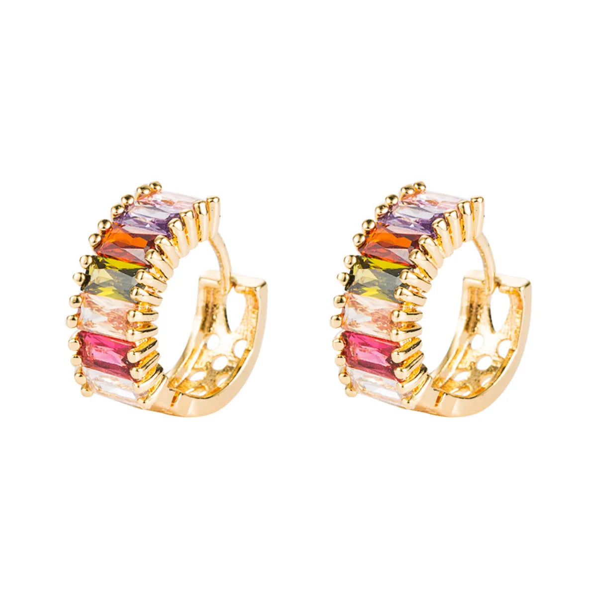 Simple Color Zircon Hollow Gold Plated Copper Earrings Wholesale Gooddiy