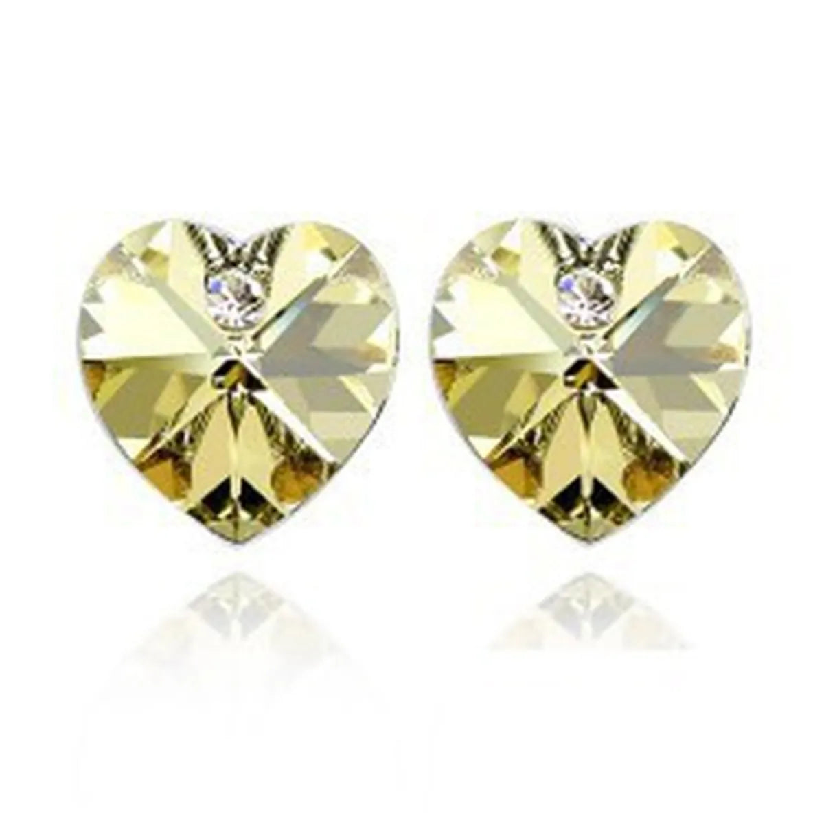 Simple Colorful Heart Crystal Stud Earrings