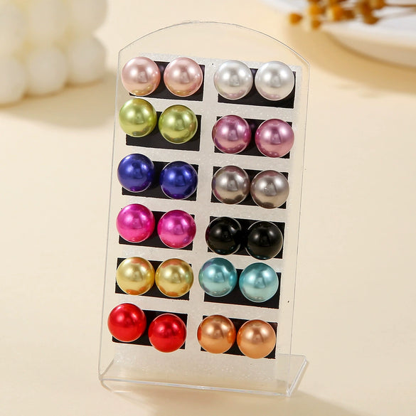 Simple Colorful Imitation Pearl Handmade Geometric Women's Earrings