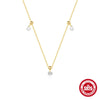Simple Commute S925 Sterling Silver Adjustable Round Zircon Pendant Drape Necklace And Bracelet With Geometric Pattern And Electroplating Treatment For Women