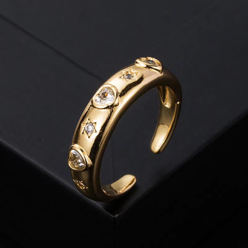 Simple Constellation Shape Copper Gold-Plated Opening Adjustable Ring Wholesale