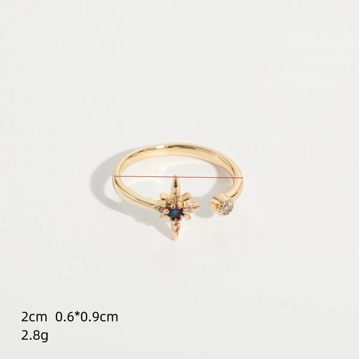 Simple Constellation Shape Copper Plated 14k Real Gold Open Ring