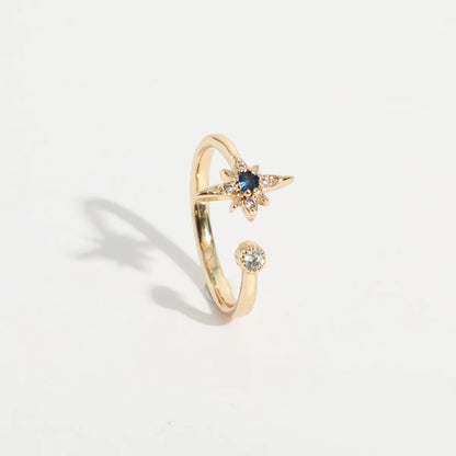 Simple Constellation Shape Copper Plated 14k Real Gold Open Ring