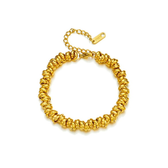 Simple Contrast Color Titanium Steel Circle Beaded Woven Retro Personality All Match Women's Bracelet With Electroplating