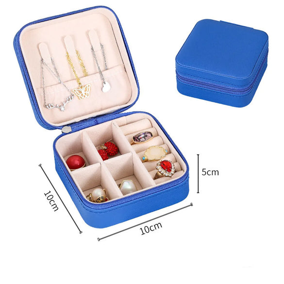 Simple Convenient Square Solid Color Zipper Jewelry Box