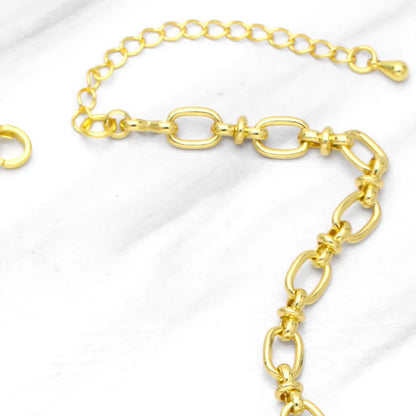 Simple Copper 18k Gold-plated Thick Chain Necklace Bracelet