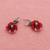 Simple Creative Metal Flower And Peach Heart Earrings With Orange Red Zircon And Electroplated Handmade Finish
