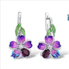 Simple Creative Metal Flower And Peach Heart Earrings With Orange Red Zircon And Electroplated Handmade Finish