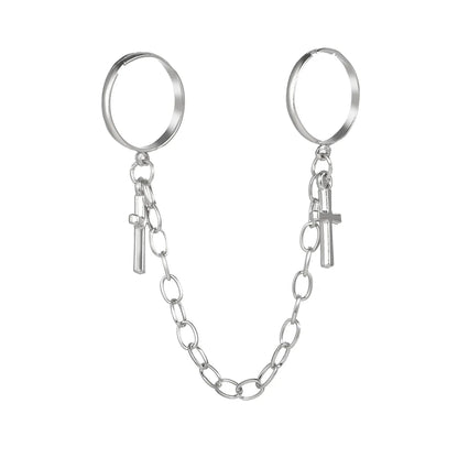 Simple Cross Exaggerated Alloy Chain Ring