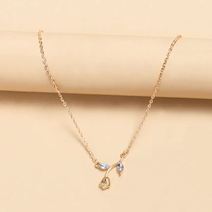 Simple Crystal Rose Pendant Necklace