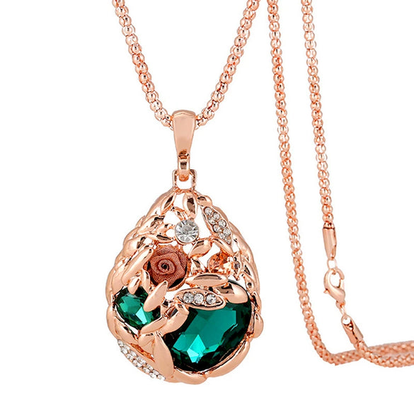 Simple Crystal Wheat Ear Necklace Women Alloy Corn Chain Long Sweater Chain Fashion Versatile Pendant Accessory