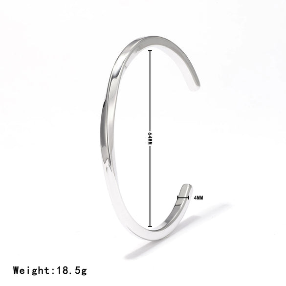 Simple Cshaped Curved Opening Adjustable Couple Bracelet Titanium Steel Electroplating Minimalist Geometric