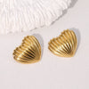 Simple Cute Sweet Love Heart Stainless Steel Electroplated Earrings For Women