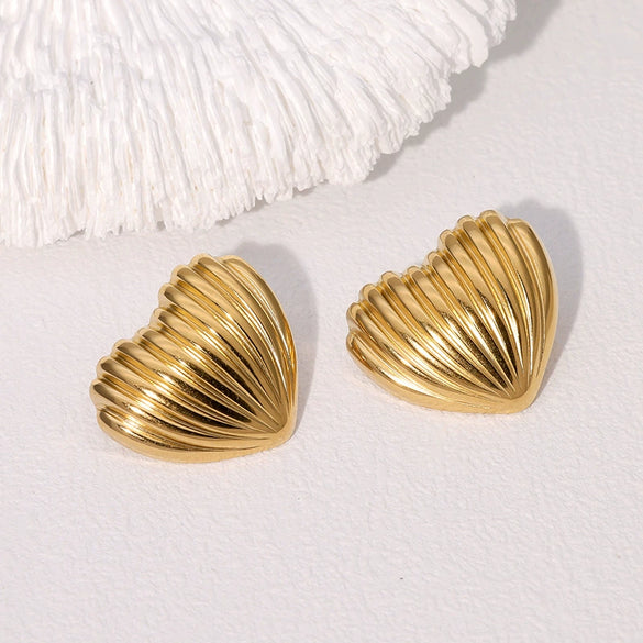 Simple Cute Sweet Love Heart Stainless Steel Electroplated Earrings For Women