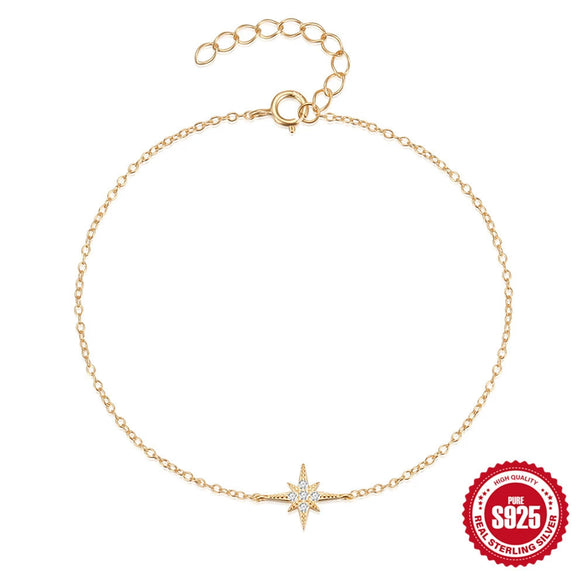 Simple Daily Wearable Women's S925 Sterling Silver Octagonal Star Geometric Bracelet With Electroplating