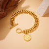 Simple Design Allmatch Stitching Doublelayer Hiphop Distinctive Unisex Titanium Steel Bracelet With Geometric Pattern And Electroplating Treatment