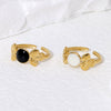 Simple Design Flower Stainless Steel Open Ring For Women Oil Dropping 18K Gold Plated