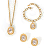 Simple Design Geometric Oval Diamondencrusted Goldplated Titanium Steel Pendant Jewelry With Electroplating For Women