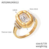 Simple Design Geometric Oval Diamondencrusted Goldplated Titanium Steel Pendant Jewelry With Electroplating For Women