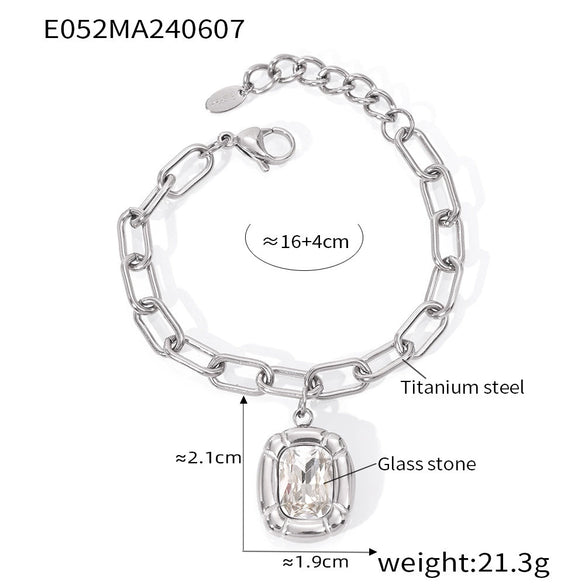 Simple Design Geometric Oval Diamondencrusted Goldplated Titanium Steel Pendant Jewelry With Electroplating For Women
