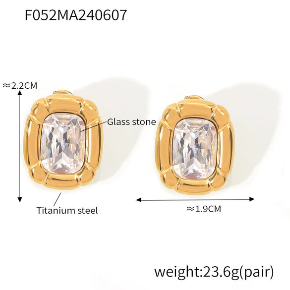 Simple Design Geometric Oval Diamondencrusted Goldplated Titanium Steel Pendant Jewelry With Electroplating For Women