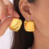 Simple Design Glow Surface Bump Square Titanium Steel Earrings With 18K Gold Plated Electroplating And Geometric Pattern